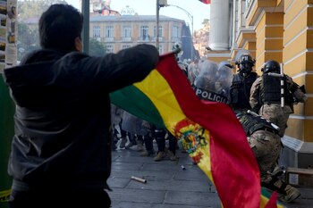 Un seguidor del presidente boliviano,