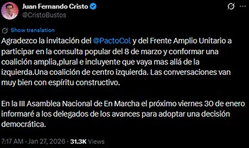 Juan Fernando Cristo afirmó que las conversaciones con la coalición avanzan positivamente - crédito @CristoBustos