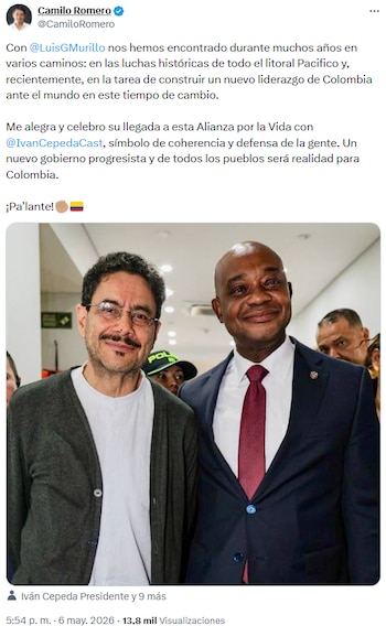 Camilo Romero celebró adhesión de Luis Gilberto Murillo y destacó la consolidación de un gobierno progresista - crédito @CamiloRomero/X