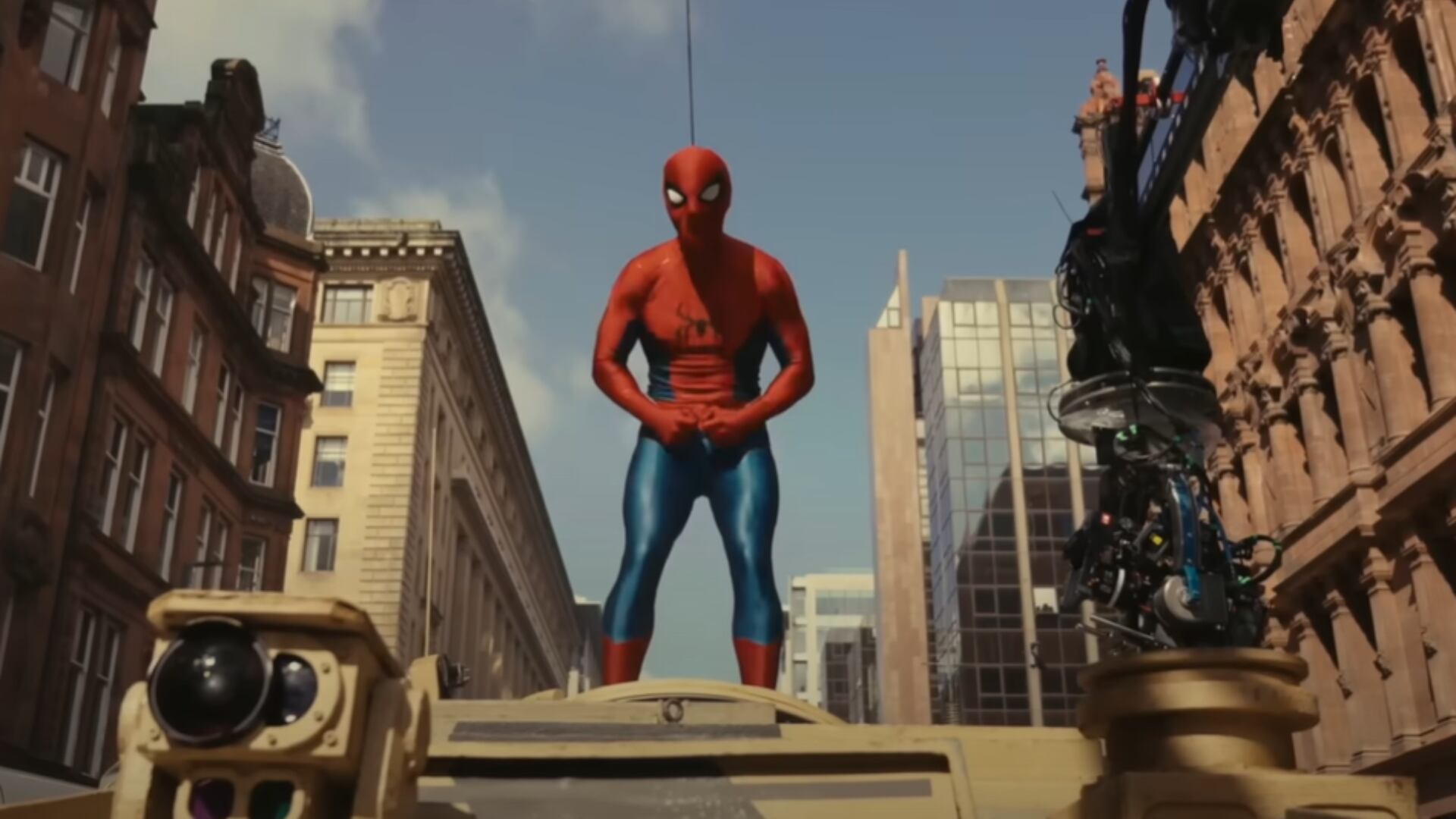 Tom Holland en el rodaje de