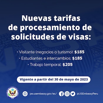 Nuevas tarifas para la visa a Estados Unidos