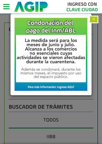 Este es el pop-up en