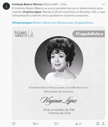 Virginia López murió el pasado