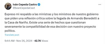 El senador respaldó la decisión