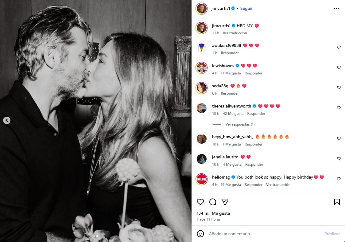 La estrella de cine definió a su pareja como una persona especial y destacó su trabajo como hipnoterapeuta para ayudar a sanar traumas (Instagram/@jimcurtis1)
