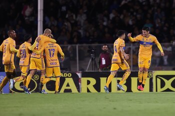Tigres festejando de júbilo por