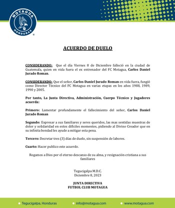 FC Motagua declaró tres días
