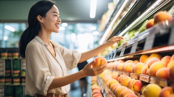 Una mujer selecciona verduras frescas