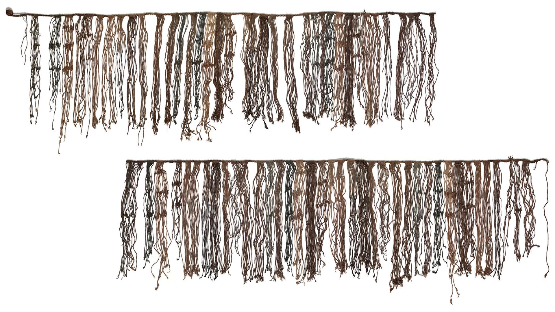 Un quipu hallado cerca de Pisco, cuyas estructuras se comparan con la organización de la Banda de agujeros de Monte Sierpe/ Ethnologisches Museum Staatliche Museen - Claudia Obrocki