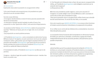 Carranza advirtió que el incumplimiento de las órdenes del comandante en jefe por parte de integrantes de las Fuerzas Militares podría acarrear consecuencias disciplinarias y penales - crédito @HombreJurista/X