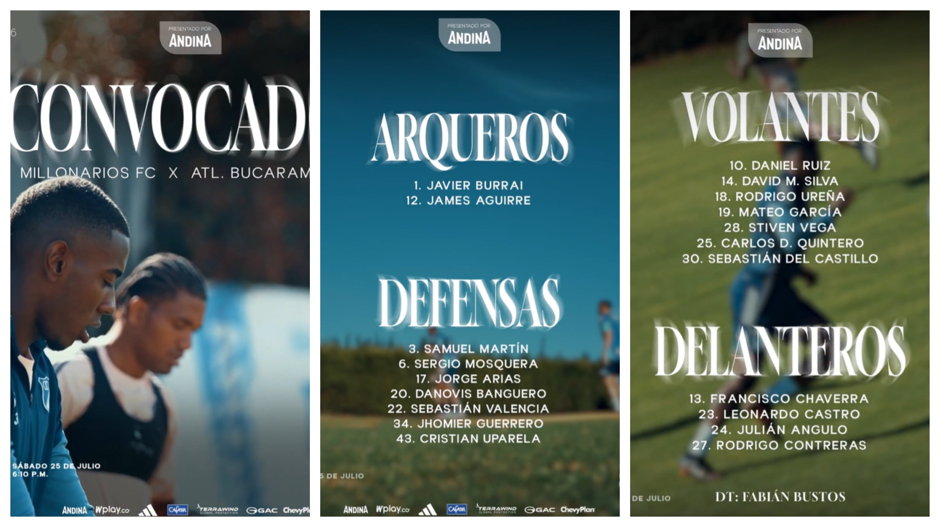 El grupo de jugadores que tendrá Fabián Bustos para el duelo en El Campín-crédito @MillosFCoficial/X