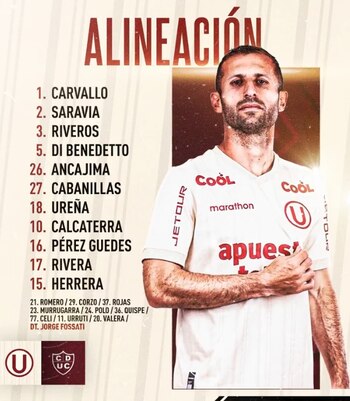 Universitario vs Unión Comercio: alineación