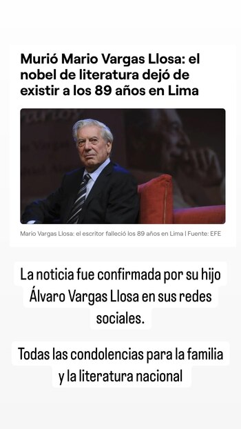 Mario Vargas Llosa falleció a