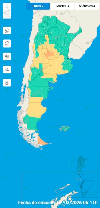 Un mapa muestra las alertas