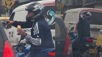 Registran en video a motociclista que estaba bebiendo cerveza mientras conducía en Bogotá: “Tremendo peligro”