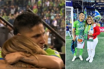 Tatiana Mistich fue la encargada de llevarle la bandera a su hijo, que anotó un doblete en la final.