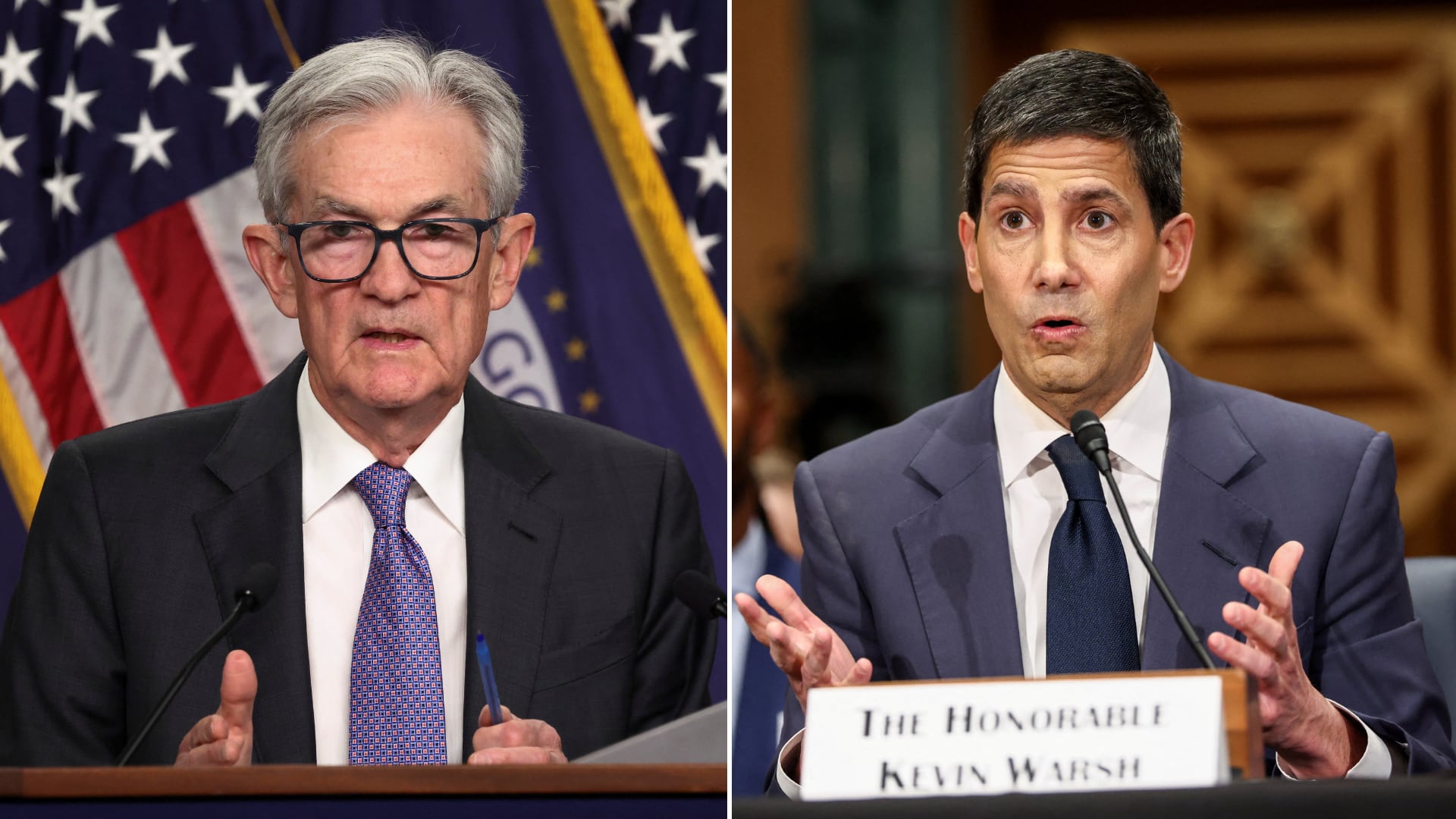 Jerome Powell y Kevin Warsh, ambos figuras clave para la presidencia de la Reserva Federal.