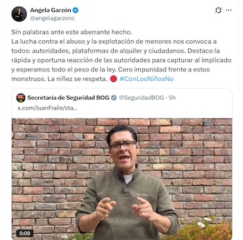 Ángela Garzón expresó respaldo a la acción institucional y pidió sanciones ejemplares - crédito @angelagarzonc/X