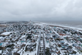 La nieve cubrió Galveston, Texas,