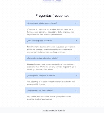 El portal contaba con un diseño simple y un buscador principal que permitía ingresar un cargo y elegir una empresa para revisar presuntos rangos de sueldo.