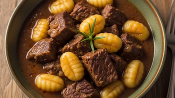 Estofado de ternera con ñoquis: una receta de cuchara con una salsa espesa y con un sabor inmejorable