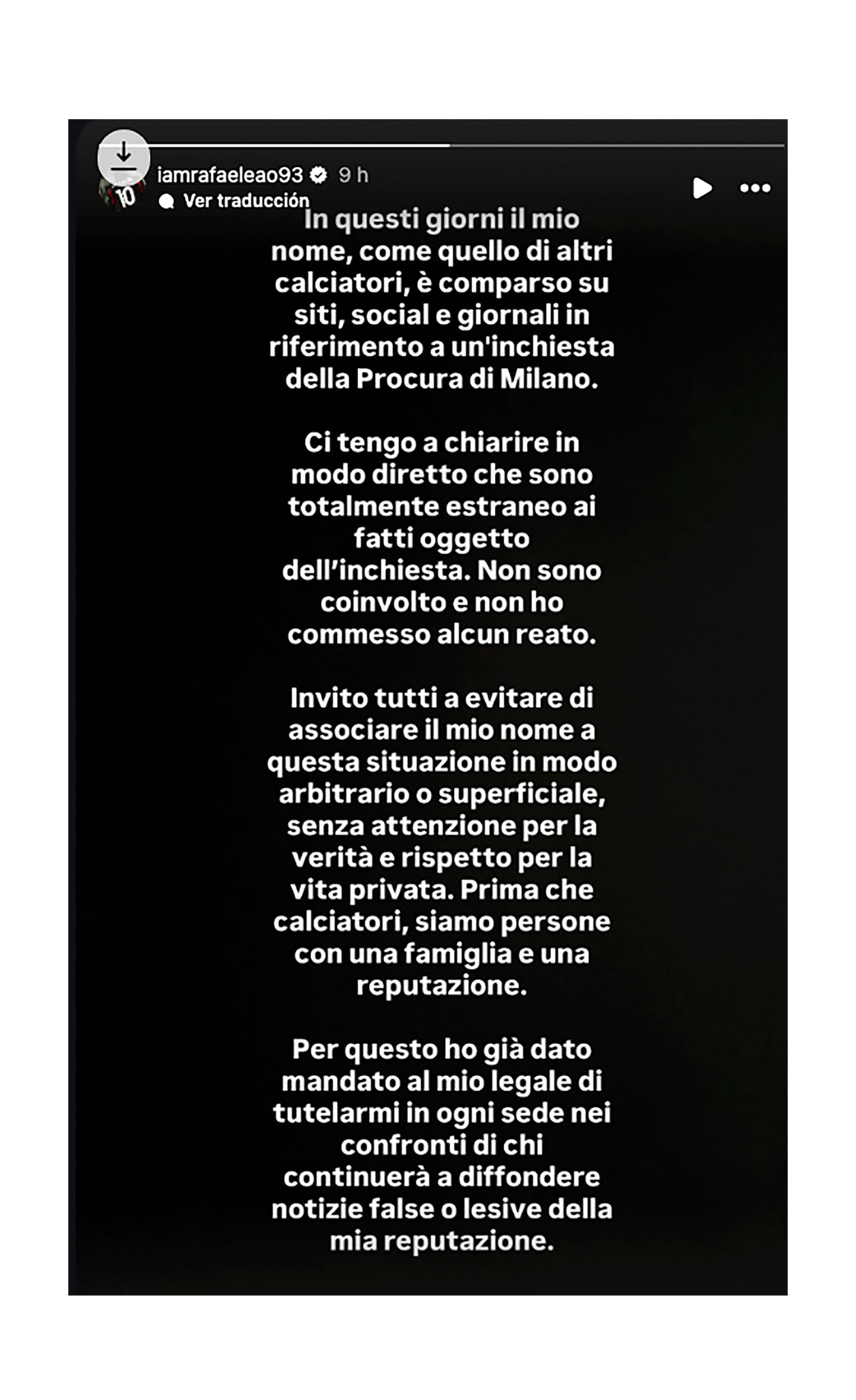 El posteo de Rafael Leao