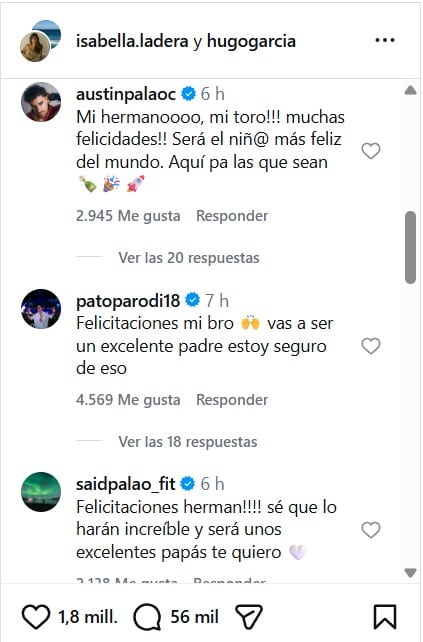 Los mensajes de felicitaciones para Hugo García e Isabella Ladera tras confirmar embarazo