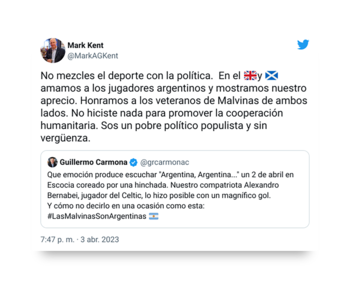 Tuit Cruce ex embajador Mark Kent y Guillermo Carmona
