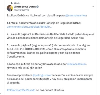 El excanciller Álvaro Leyva insiste