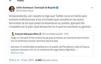 Julián Sastoque critica una publicación