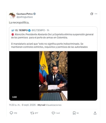 Gustavo Petro reaccionó a anuncio de Abelardo de la Espriella sobre el porte de armas en Colombia