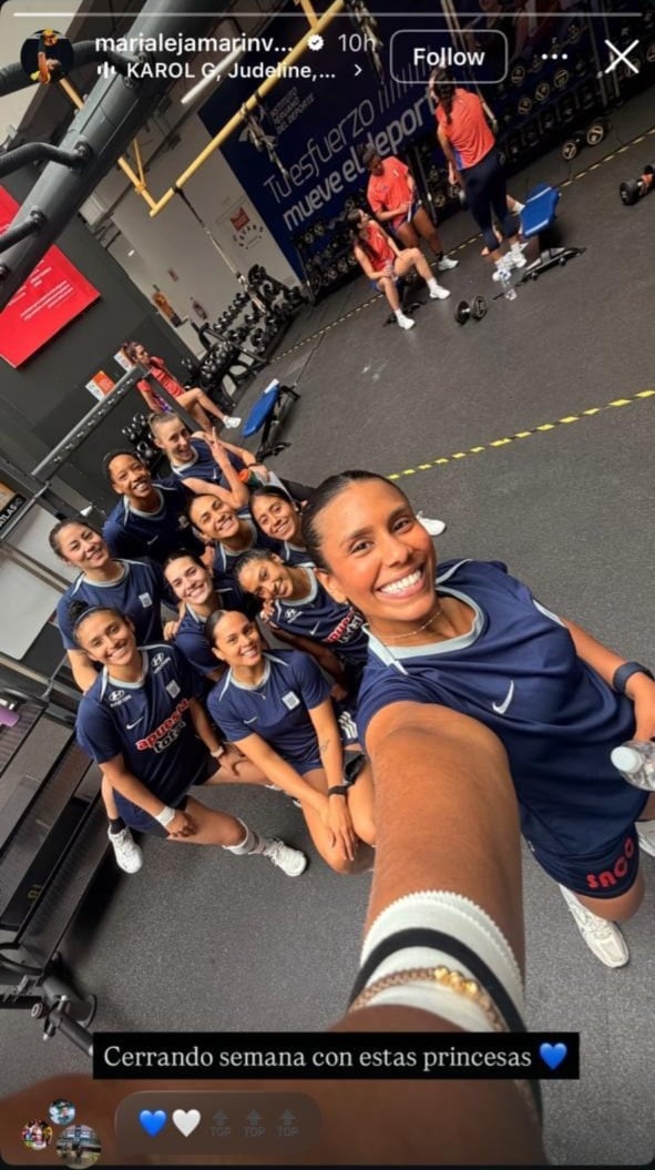 La imagen que compartió María Alejandra Marín de los entrenamientos de Alianza Lima junto a las jugadoras que declinaron el llamado a la selección peruana. Crédito: Instagram María Alejandra Marín.