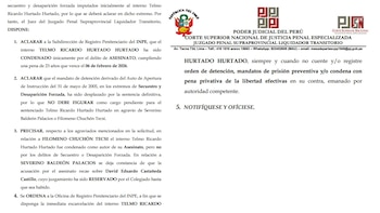 Resolución que ordena excarcelación inmediata