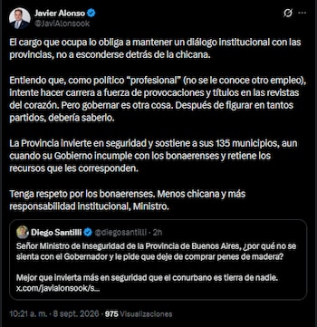 Diego Santilli y Javier Alonso se cruzaron en redes por la aplicación del nuevo Régimen Penal Juvenil