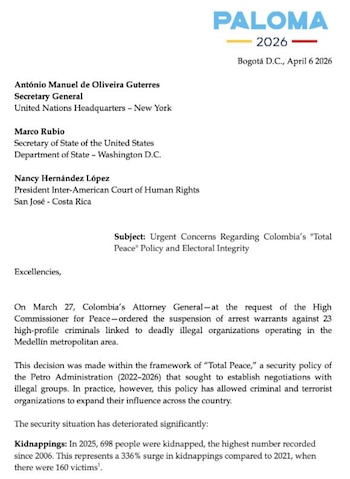 Paloma Valencia - crédito @PalomaValenciaL/X