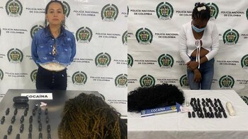 Las dos mujeres que fueron capturadas en Cali y Medellín intentando transportar cocaína camuflada en sus extensiones