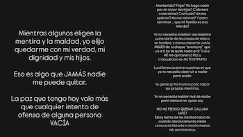 Mensajes de María Fe Saldaña, expareja de Josimar