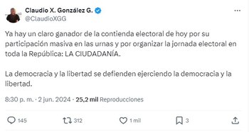Tweet de Claudio X Gonzalez
