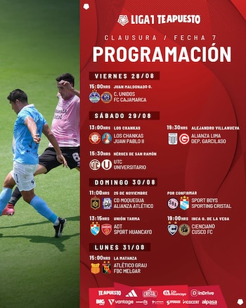 Programación de la fecha 7 del Torneo Clausura de la Liga 1 2026. - créditos: Liga 1