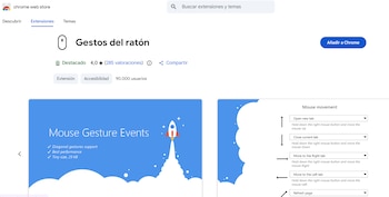 La extensión “Gestos del ratón”