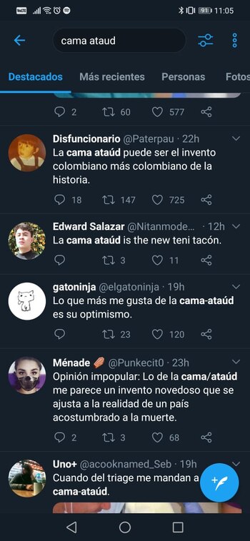 Comentarios en redes sobre la