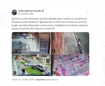 Videos revelarían el pasado delictivo de abatidos en Bogotá por un expolicía - crédito @JUANVILLANI/X