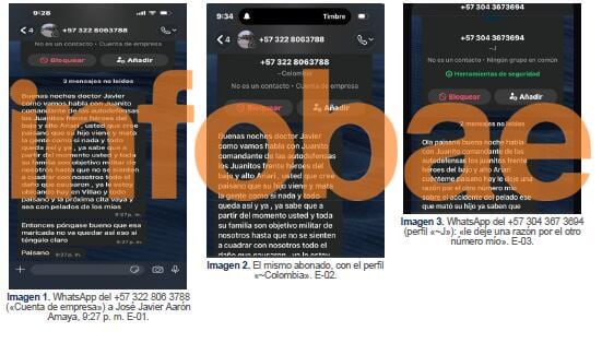 Hay más pruebas de chats que recibió el abogado Edwin Díaz - crédito suministrado a Infobae