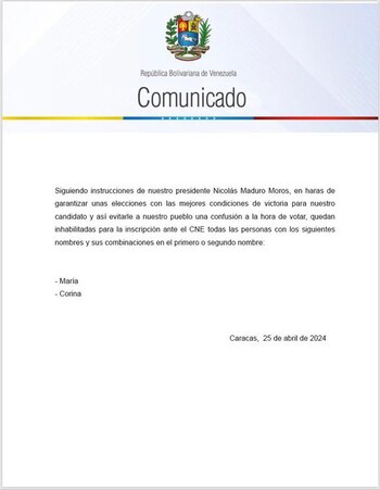 Noticia falsa sobre elecciones en Venezuela