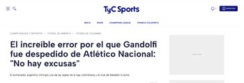 Publicación de TyC Sport sobre