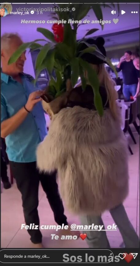 Vicky Xipolitakis le regaló a Marley una enorme planta para su cumpleaños (Instagram)