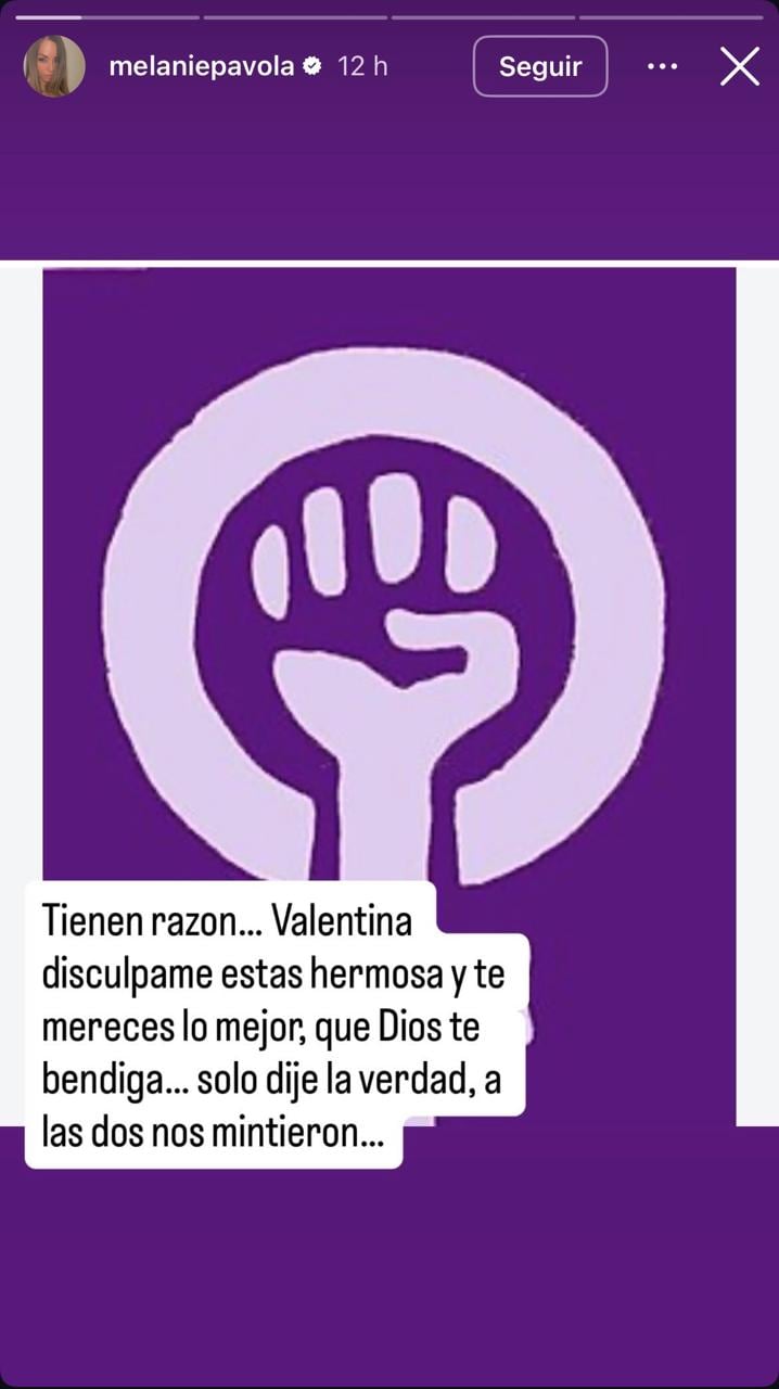 La mexicana publicó sus palabras hacia Ferrer, enmarcadas en un fondo violeta donde se aprecia el símbolo feminista - crédito @valentinaferrer/Instagram