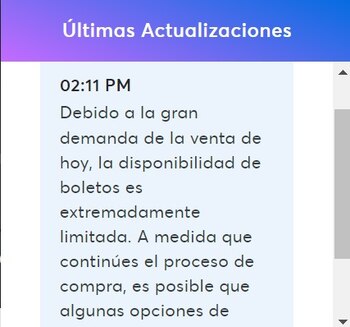 Tikctemaster anunció la poca disponibilidad