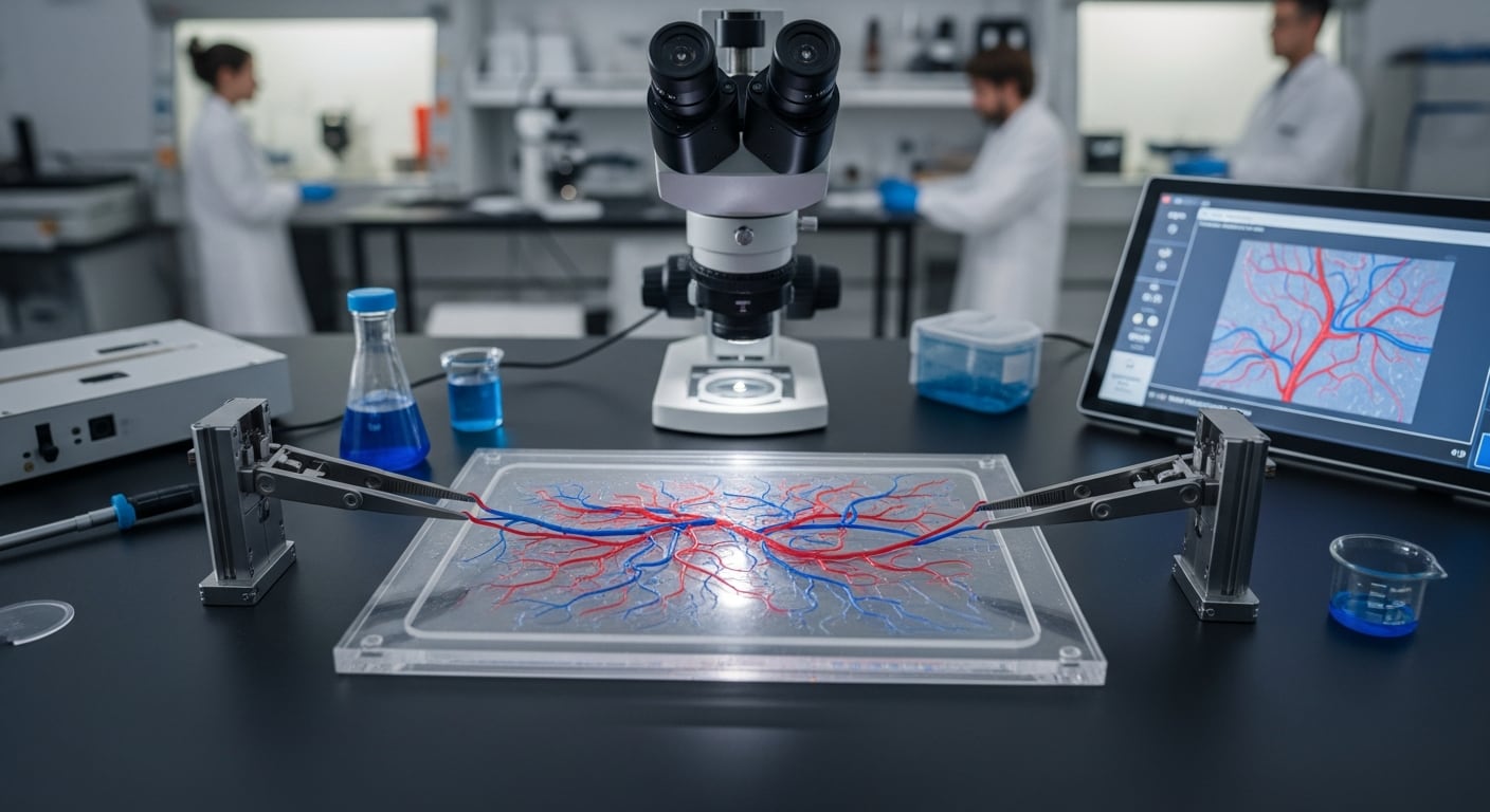 Los expertos utilizaron un dispositivo que estira un modelo de vasos sanguíneos en un chip y estimula la formación controlada de nuevas estructuras para tejidos artificiales. (Imagen Ilustrativa Infobae)