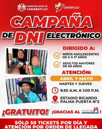 La campaña está dirigida únicamente a menores de edad (0 a 17 años) y adultos mayores (60 años a más) - Créditos: Municipalidad de Carabayllo.